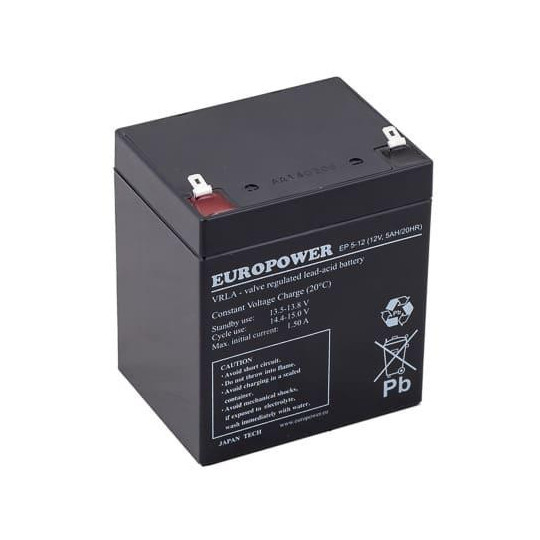 Akumulator AGM EUROPOWER serii EP 12V 5Ah T1 (Żywotność 6-9 lat)