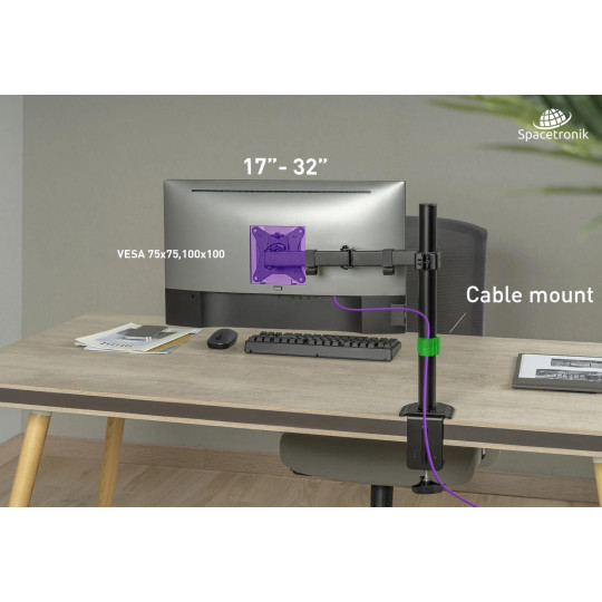 Uchwyt biurkowy przegubowy na 1 monitor Spacetronik SPA-112