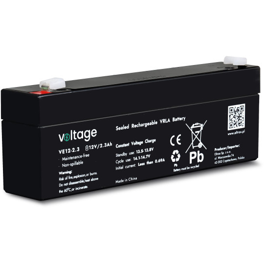 Akumulator AGM Voltage 12V 2,3Ah VE12-2.3 (Żywotność 6-9 lat)