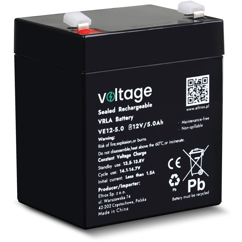 Akumulator AGM Voltage 12V 5Ah VE12-5.0 (Żywotność 6-9 lat)