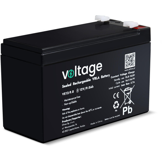 Akumulator AGM Voltage 12V 9Ah VE12-9.0 (Żywotność 6-9 lat)