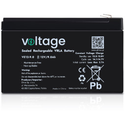 Akumulator AGM Voltage 12V 9Ah VE12-9.0 (Żywotność 6-9 lat)
