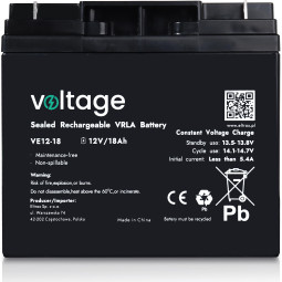 Akumulator AGM Voltage 12V 18Ah VE12-18 (Żywotność 6-9 lat)