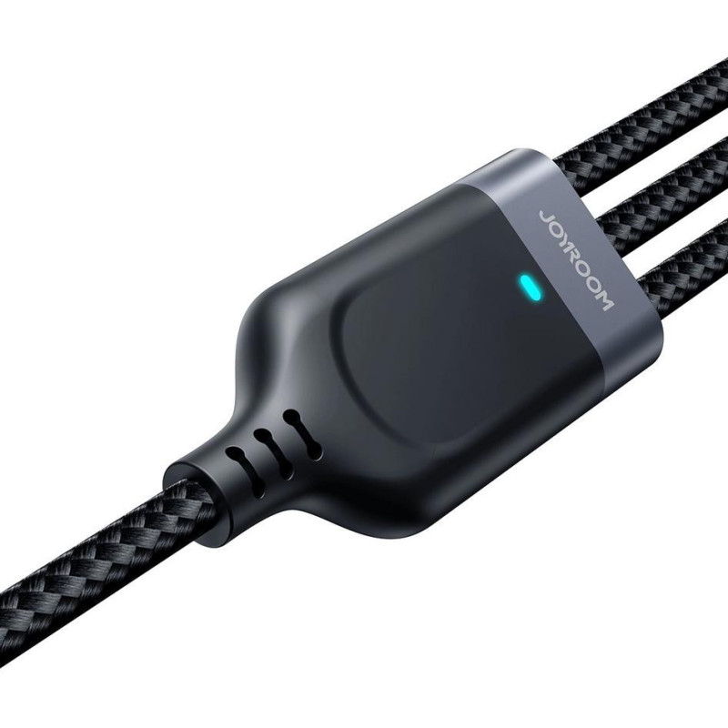 Kabel 3w1 USB-A / USB-C micro-USB Lightning Joyroom S-1T3018A18 30cm 3.5A w oplocie czarny