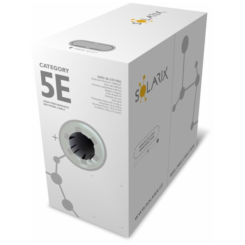 KABEL SKRĘTKA SOLARIX CAT.5E U/UTP UV ŻELOWANY Fca karton 305m