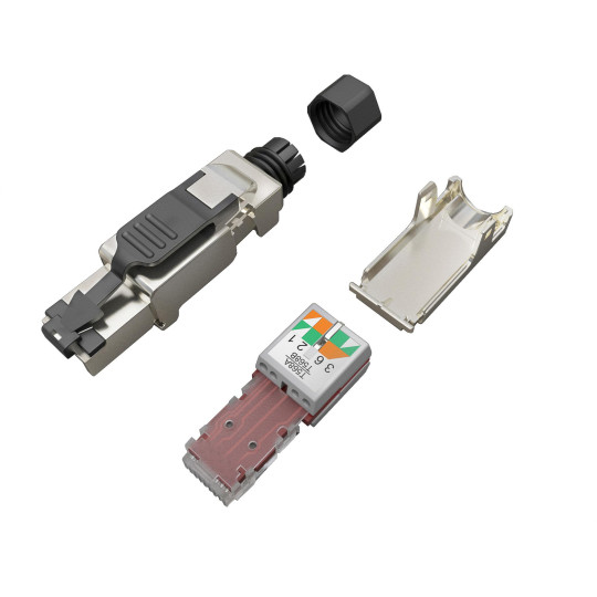 WTYK MODULARNY KONEKTOR PRZEMYSŁOWY SAMOZACISKOWY SOLARIX RJ45 CAT.6A STP 8P8C 1szt