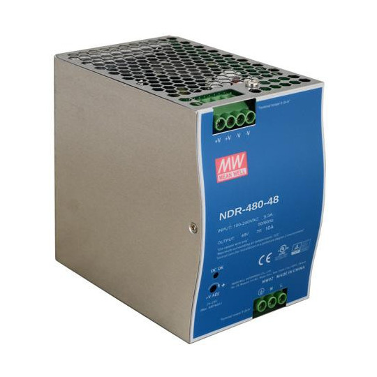 ZASILACZ IMPULSOWY NA SZYNĘ DIN MEAN WELL NDR-480-48 48V/480W/10A