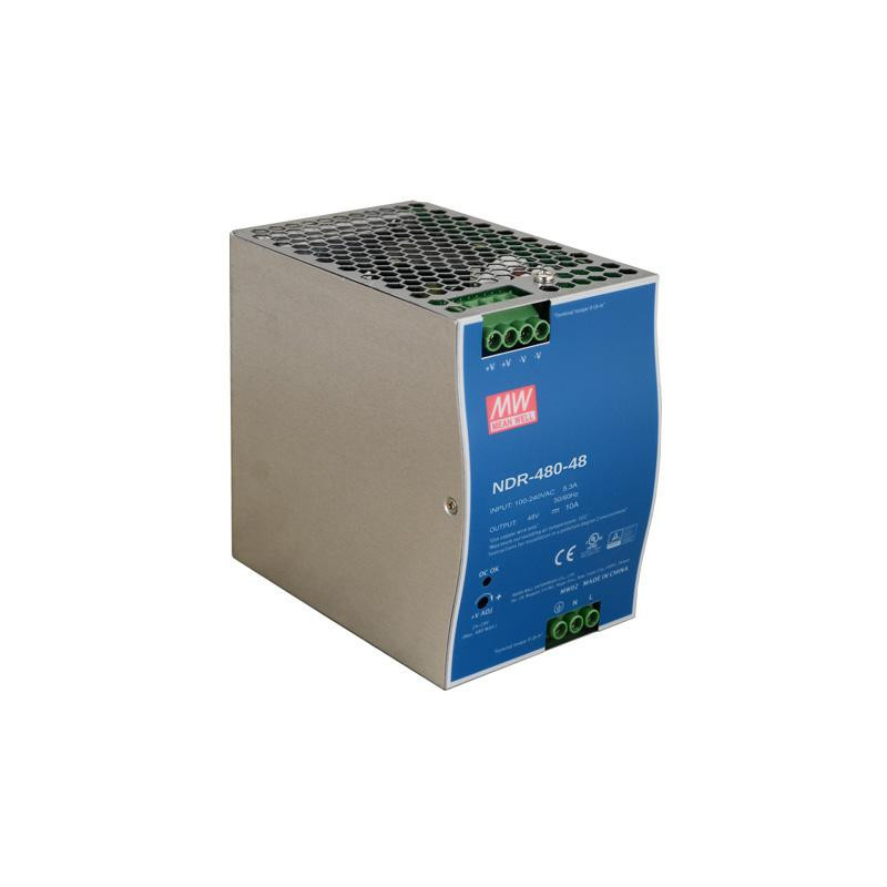 ZASILACZ IMPULSOWY NA SZYNĘ DIN MEAN WELL NDR-480-48 48V/480W/10A