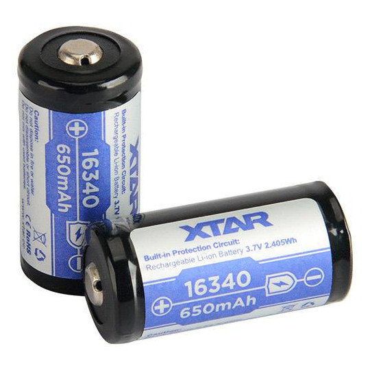 Akumulatorek 16340 / R-CR123 3,7V Xtar 650mAh (1 szt.) z zabezpieczeniem