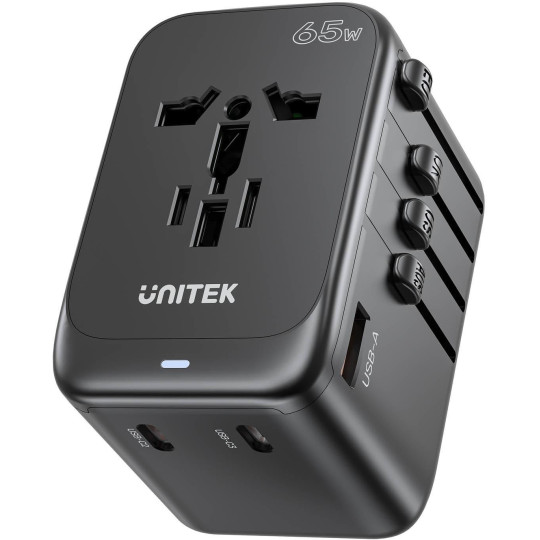 Unitek P1122ABK01 Ładowarka podróżna EU/US/UK/AUS PD 65 W