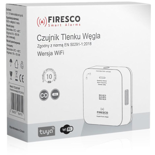 Zestaw czujników FIRESCO czujnik czadu + dymu z WiFi