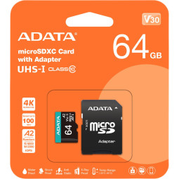 Adata Karta pamięci microSD Premier Pro 64 GB UHS1 U3 V30 A2 + adapter