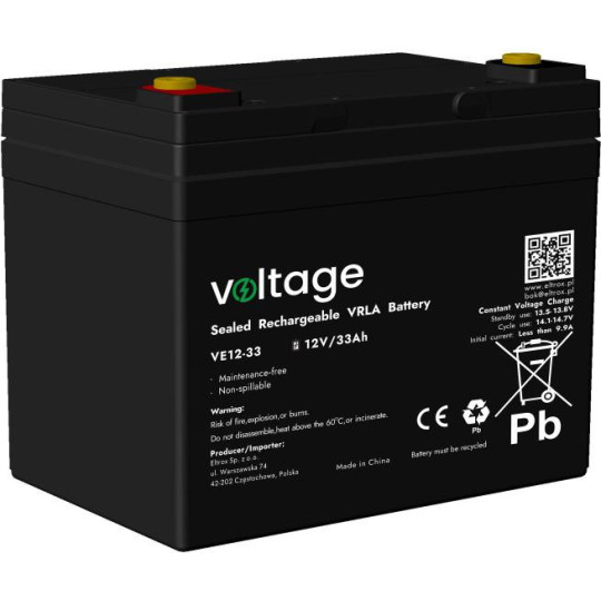 Akumulator AGM Voltage 12V 33Ah VE12-33 (Żywotność 6-9 lat)
