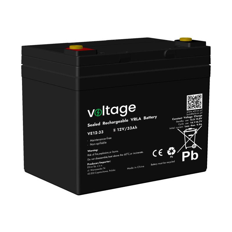 Akumulator AGM Voltage 12V 33Ah VE12-33 (Żywotność 6-9 lat)