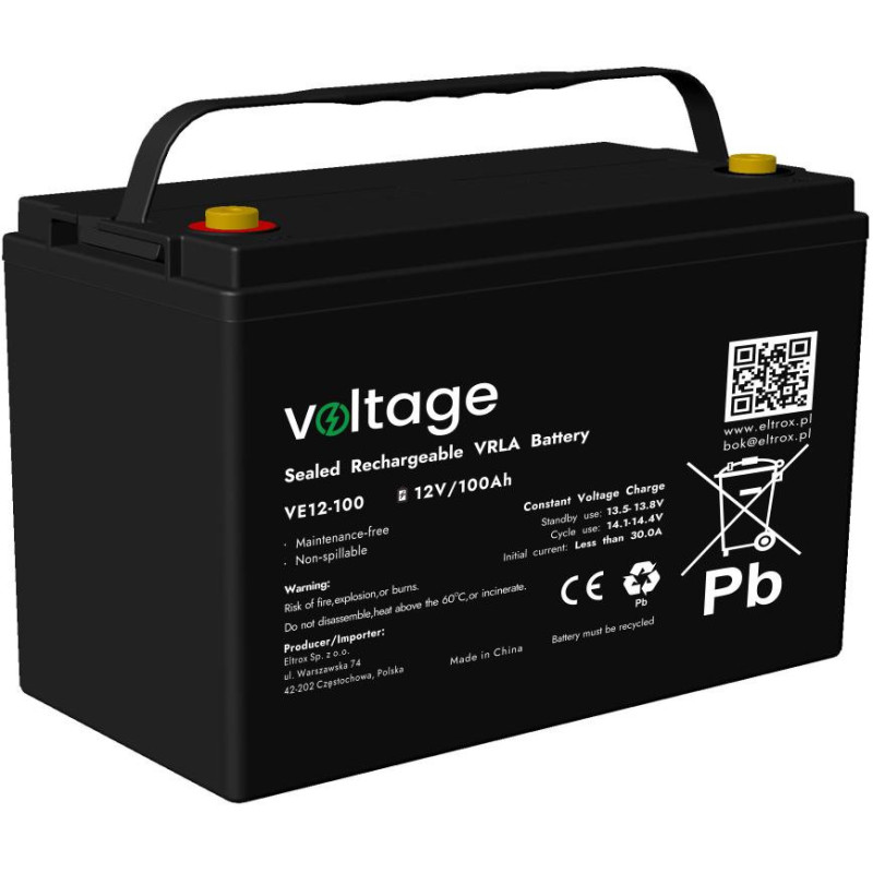 Akumulator AGM Voltage 12V 100Ah VE12-100 (Żywotność 6-9 lat)