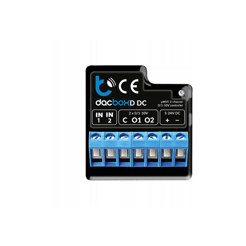 Blebox dacBoxD DC Ściemniacz, regulator obrotów Dwukanałowy sterownik, zadajnik WiFi