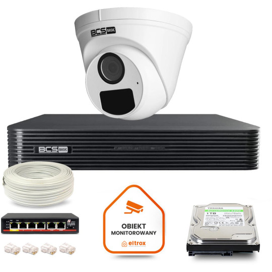 Zestaw monitoringu IP BCS Basic 1x Kamera BCS-B-EIP15FR3(2.0) Rejestrator z dyskiem