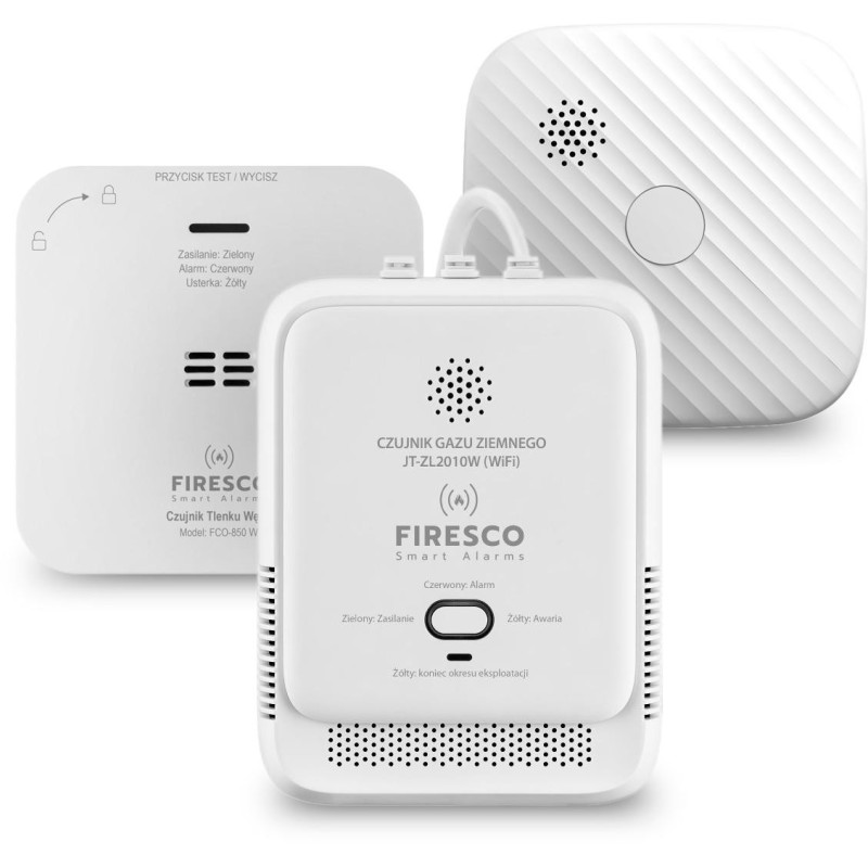 Zestaw czujników WIFI FIRESCO czujnik czadu+czujnik dymu+czujnik gazu