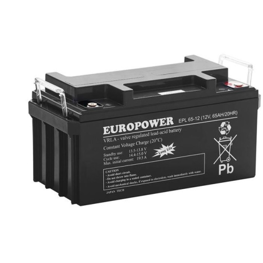 Akumulator AGM EUROPOWER serii EPL 12V 65Ah (Żywotność 15 lat)