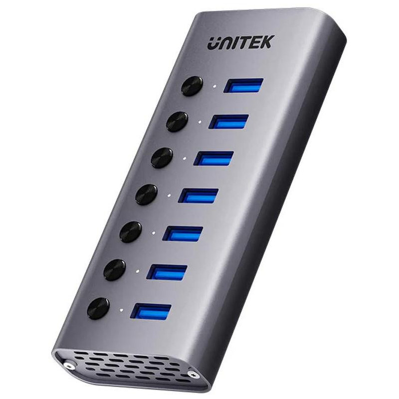 Unitek Hub USB A 3.0 7w1, 5Gbps z przełącznikami portów