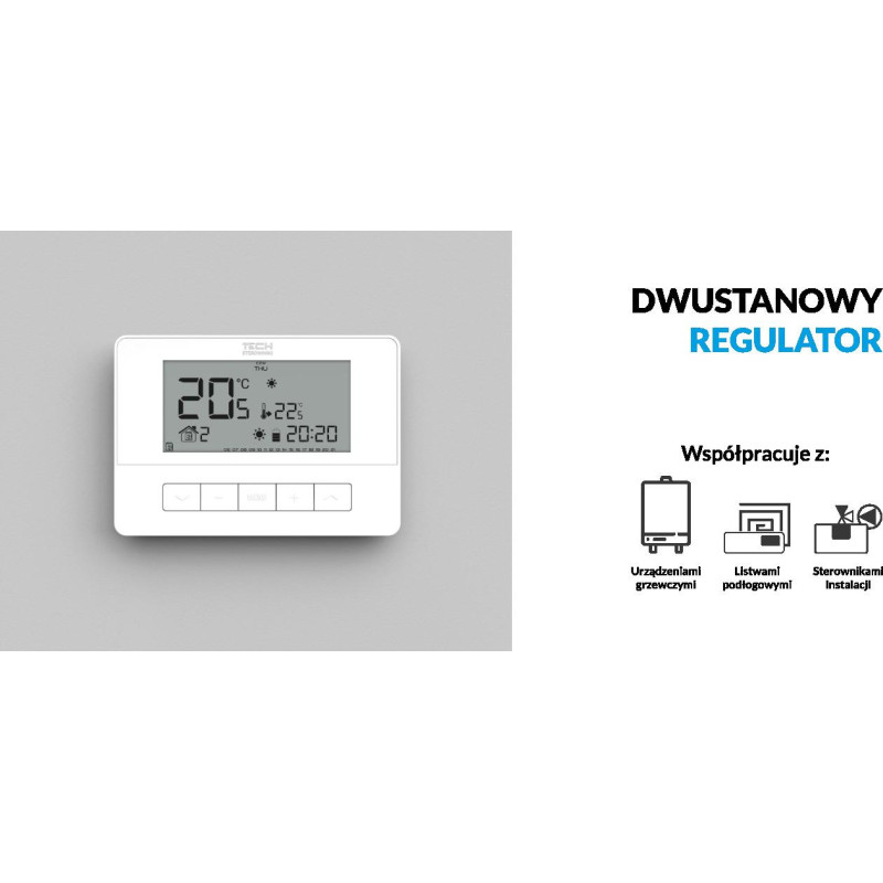 Przewodowy regulator pokojowy biały T-4.1 Tech sterowniki