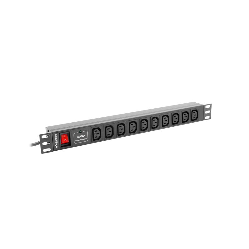 LISTWA ZASILAJĄCA RACK PDU 1U 10A 10X IEC C13 2M CZARNA C14 Lanberg