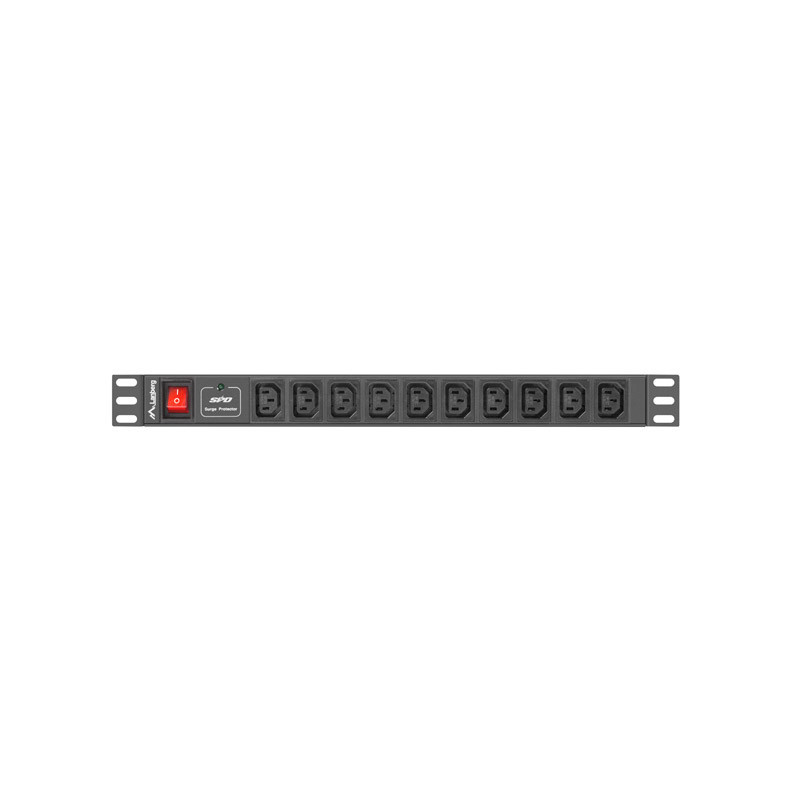 LISTWA ZASILAJĄCA RACK PDU 1U 10A 10X IEC C13 2M CZARNA C14 Lanberg