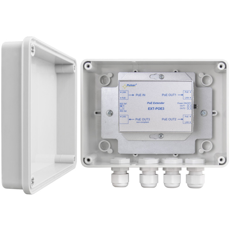 EXTENDER POE PULSAR EXT-POE3H W OBUDOWIE HERMETYCZNEJ DO 3 KAMER IP