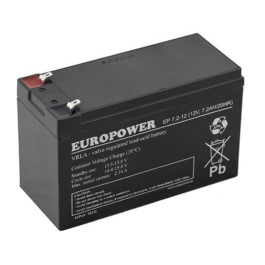 Akumulator AGM EUROPOWER serii EP 12V 7,2Ah (Żywotność 6-9 lat)