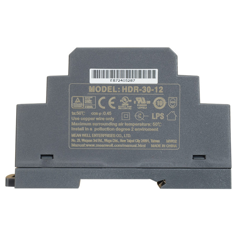 ZASILACZ IMPULSOWY NA SZYNĘ DIN MEAN WELL HDR-30-12 12V/30W/2A