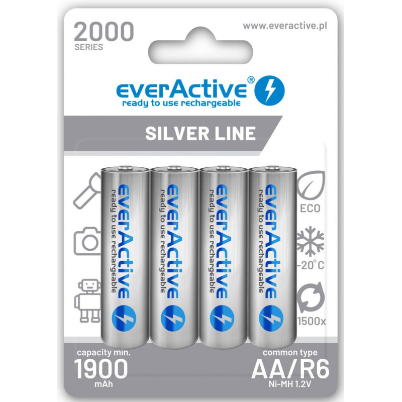Akumulatorki AA / R6 Ni-MH everActive 2000mAh Silver Line (box 4 szt.)