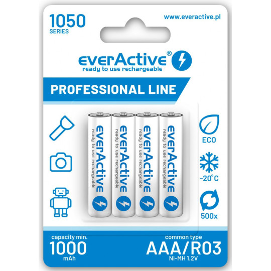 Akumulatorki AAA / R03 Ni-MH everActive 1050mAh Proffesional Line (box 4 szt.)
