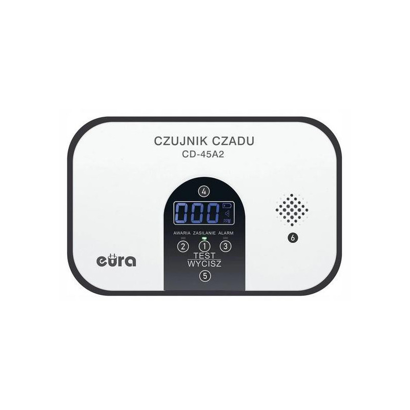 Czujnik czadu EURA CD-45A2 wolnostojący, bateryjny, wyswietlacz LCD