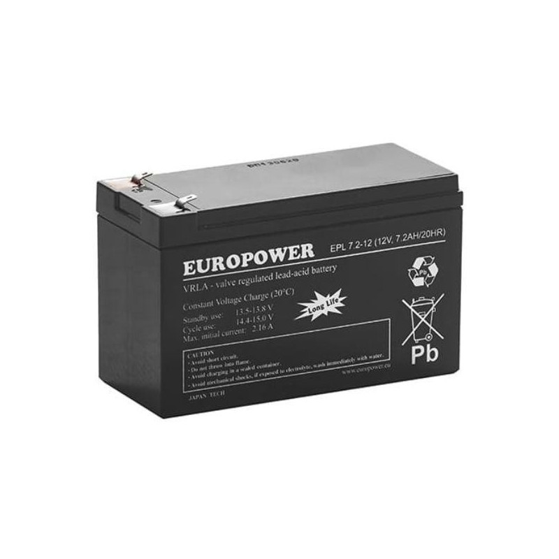 Akumulator AGM EUROPOWER serii EPL 12V 7,2Ah T1 (Żywotność 15 lat)