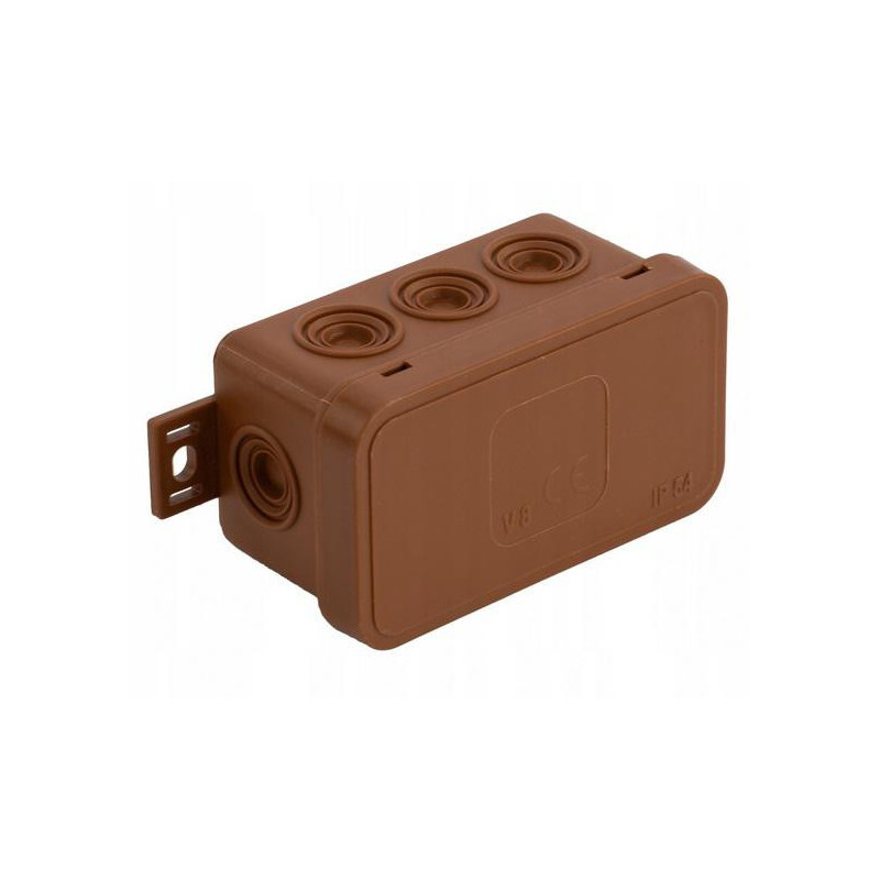 Puszka natynkowa pusta 8 wlotów VIPLAST V8 klik BRĄZOWA IP54 80x45x41mm 038-02