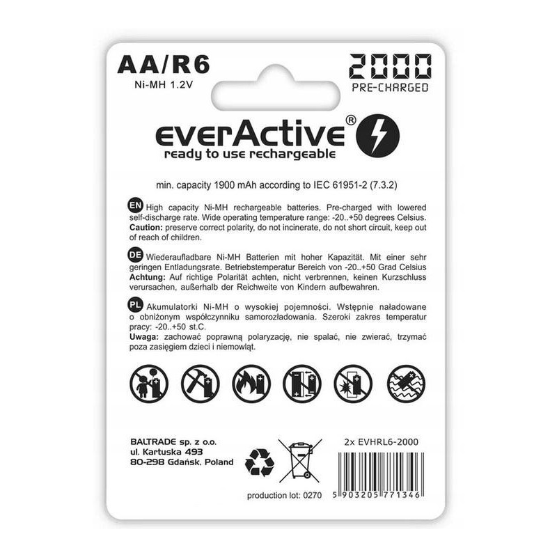 Akumulatorki R6 / AA Ni-MH everActive 2000mAh (box 2 szt.)