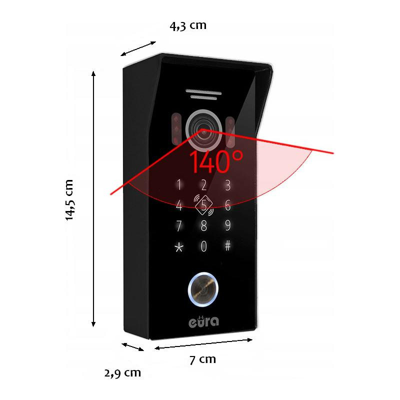 WIDEODOMOFON EURA VDP-99C5 czarny, WiFi, RFID, TUYA