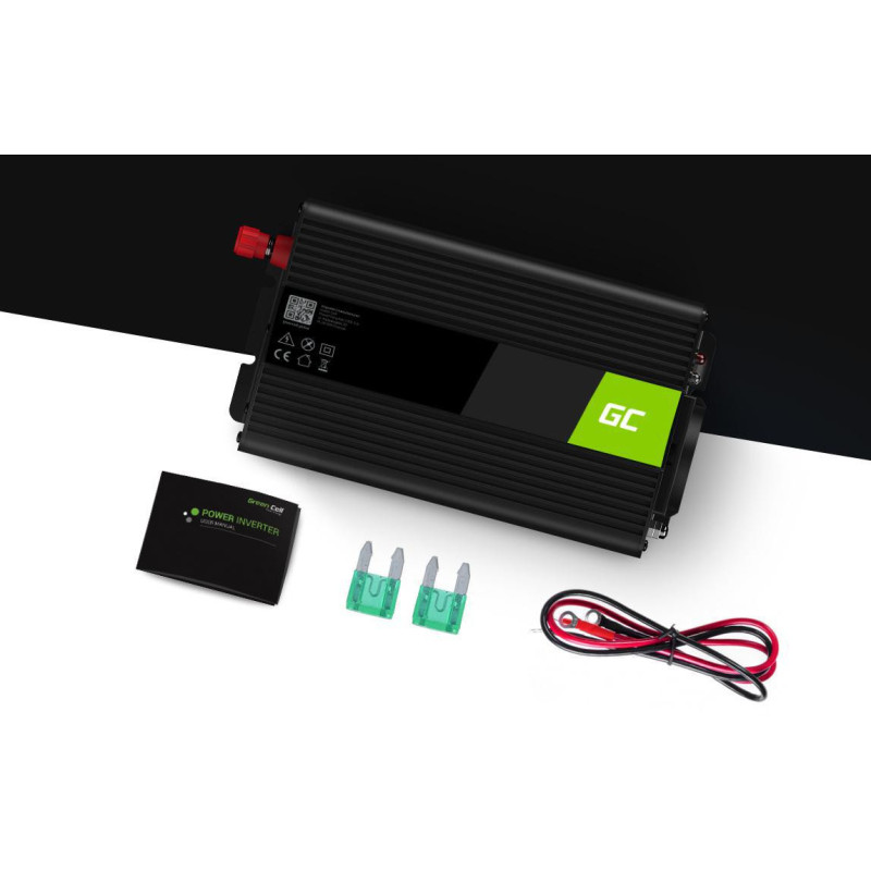 PRZETWORNICA NAPIĘCIA INWERTER Green Cell 12V / 230V 500W/1000W CZYSTA SINUSOIDA INV16