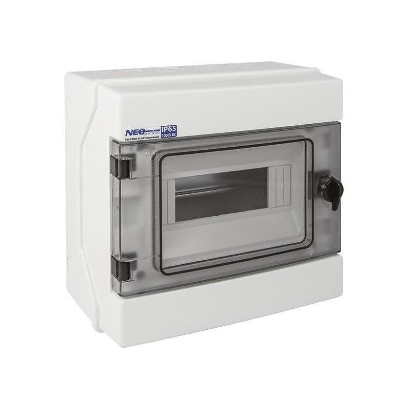 Rozdzielnica hermetyczna modułowa (500V AC, 1000V DC) 1x8 natynkowa (N+PE) IP65 RH-8 ELEKTRO-PLAST O